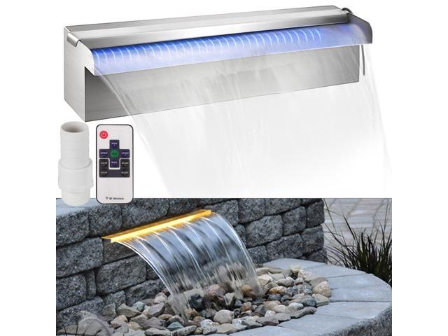 Lighted 11.8" Stainless Steel Spillway Color Changing Garden Outdoor Waterfall