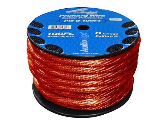 nippon Audiopipe Pw0100rd Red 0 Gauge 100 Spool Oxygen Free Power Cable 