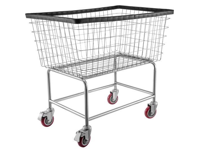 VEVOR Wire Laundry Cart Wire Laundry Basket 2.5 Bushel Heavy Duty w/ 5'' Wheels 