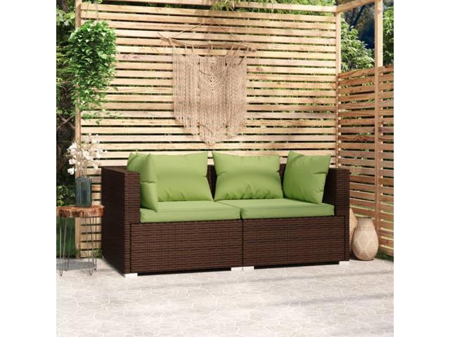 brown rattan 2 seater sofa