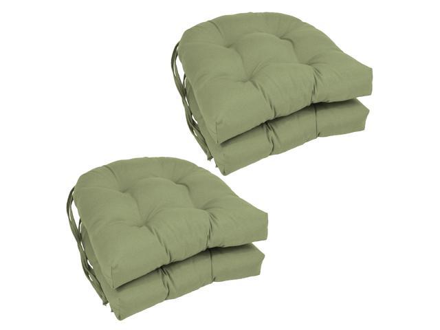 Blazing Needles Solid Twill U-Shaped Tufted Chair Cushions Set of 4 16 Sage