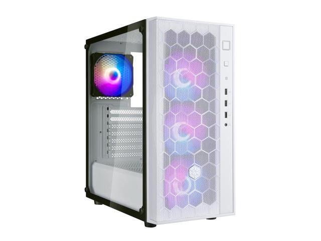 FARA R1 PRO, Stylish and distinct tempered glass mid tower ATX chassis with ARGB (White, tempered glass, ARGB fans)