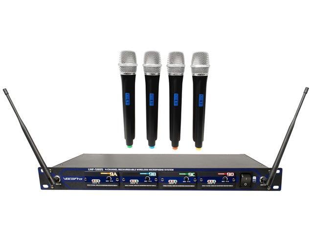 VocoPro UHF-5805-10 Professional Rechargeable 4 Channel UHF Wireless Mic System