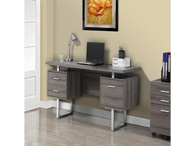 Monarch Specialties I 7082 Dark Taupe Reclaimed Look Silver Metal Monarch Specialties I 7082 Dark Taupe