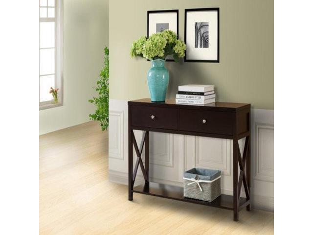 Pilaster Designs Wood Entryway Console Sofa Occasional Table