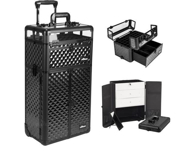 Black Diamond Professional Rolling Aluminum Cosmetic Makeup Case Black Diamond Professional Rolling Aluminum Cosmetic Makeup Case French Door Style With Large Drawers And Nail