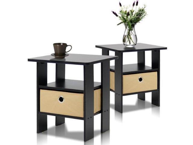 Photo 1 of Furinno Espresso Petite End Table Bedroom Night Stand, Set of Two