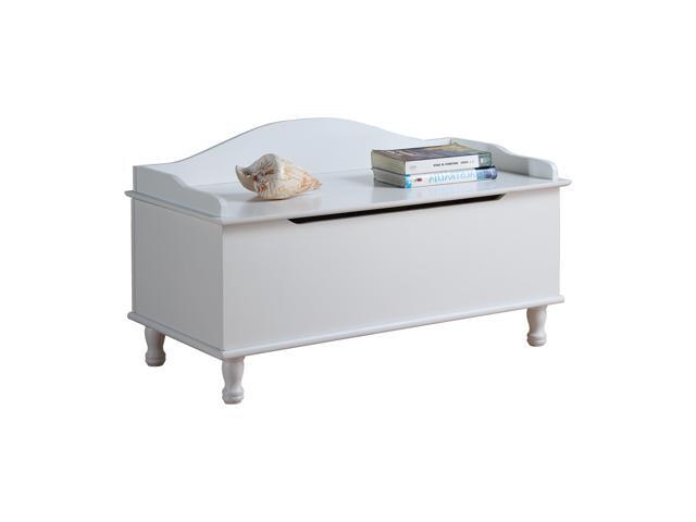 Pilaster Designs White Finish Wood Storage Bench Toy Box Chest