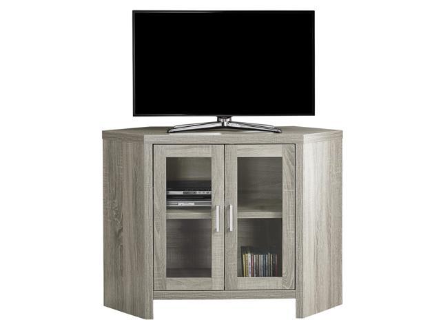 Tv Stand 42 L Dark Taupe Corner With Glass Doors