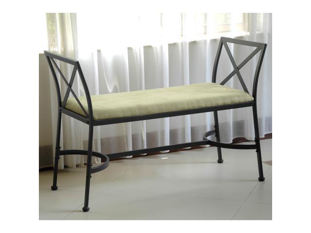 Microsuede Upholstered Iron Iron Foot Of Bed Bench With Microsuede