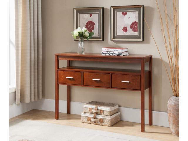 Walnut Wood Occasional Entryway Console Sofa Table With Storage