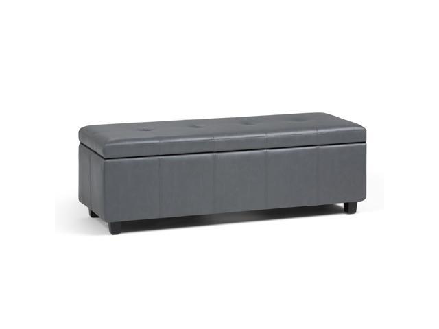 Castleford 48 Inch Wide Contemporary Storage Ottoman In Stone Grey