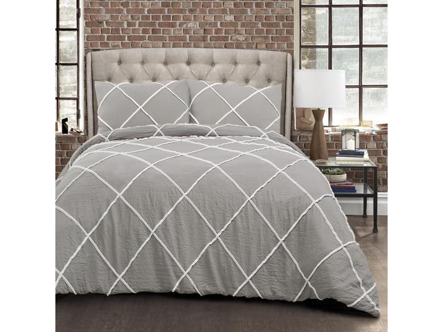 Diamond Pom Pom Comforter Gray 3pc Set King Newegg Com