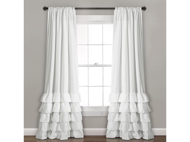 Allison Ruffle Window Curtain Panels White Set 40x84 Newegg Com
