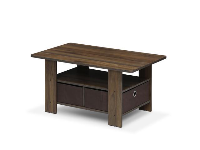 Furinno Andrey Coffee Table With Bin Drawer Columbia Walnut Dark Brown 11158cwn Dbr Newegg Com