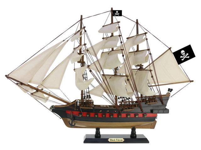 Wooden Captain Kidds Black Falcon White Sails Limited Model Pirate Ship 26 Inch Neweggcom