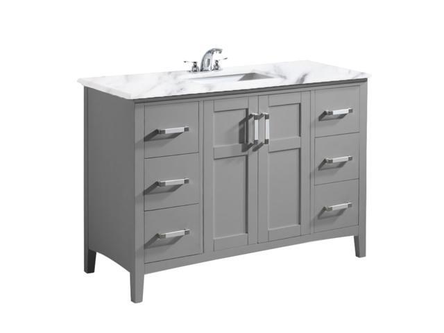 Winston 48 Inch Bath Vanity In Warm Grey With Ay White Engineered Marble Top Newegg Com