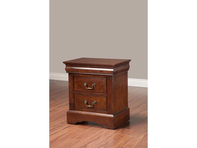 Rubberwood 2 Drawer Nightstand With Antique Handles Brown Newegg Com