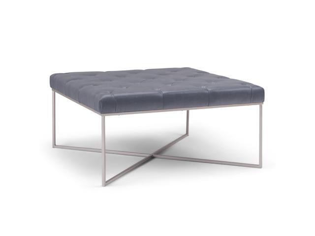 Portman 38 Inch Wide Contemporary Modern Square Table Ottoman In Stone Grey Faux Leather Portman 38 Inch Wide Contemporary Modern Square Table Ottoman In Stone Grey Faux Leather