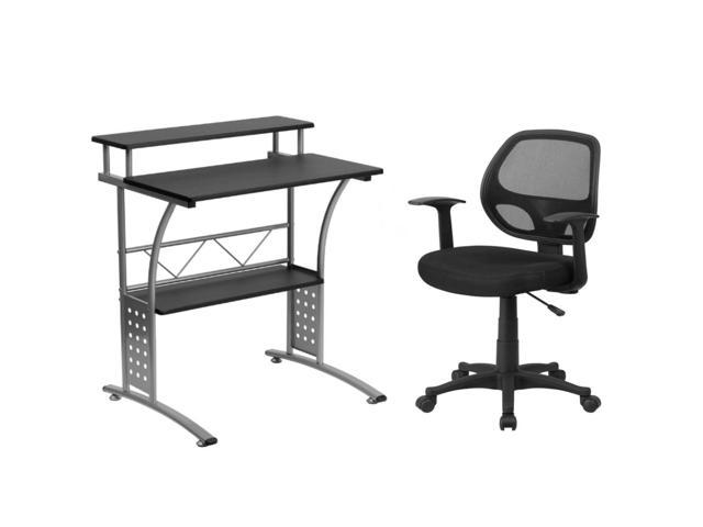 Flash Furniture Mid Back Black Mesh Swivel Task Chair With Arms