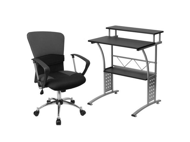 Flash Furniture Mid Back Grey Mesh Swivel Task Chair With Arms