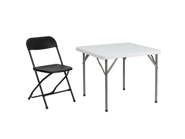 Flash Furniture Hercules And Trade Series Folding Chair With 34 Square Granite White Plastic Table Newegg Com