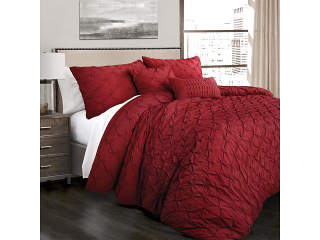 Lush Decor Ravello Pintuck 5 Piece Comforter Set Full Queen Red