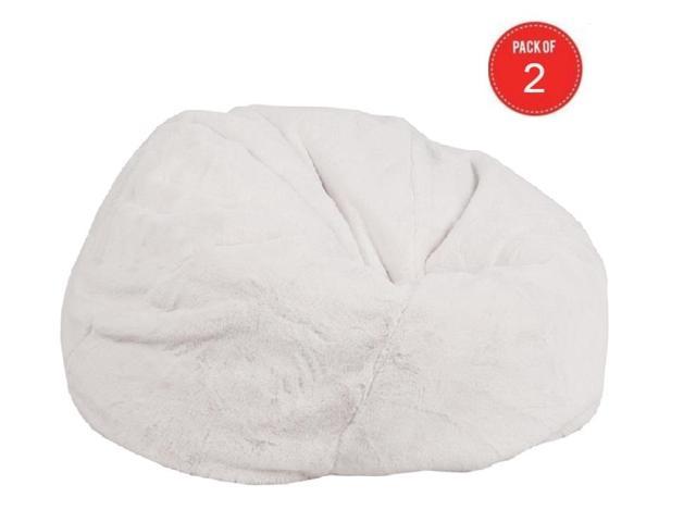 Flash Furniture Oversized White Furry Kids Bean Bag Chair Pack Of