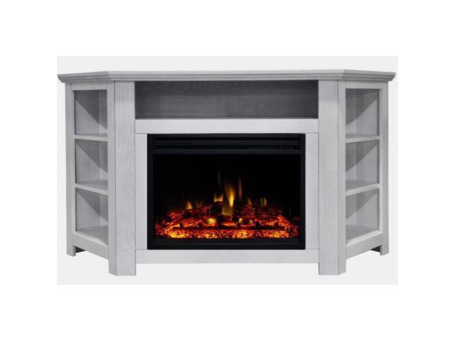 Stratford Electric Fireplace Heater With 56 In White Corner Tv