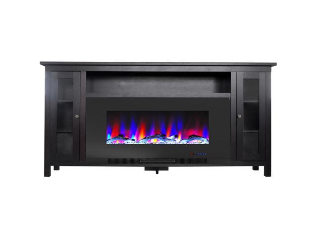Somerset 70 In Black Electric Fireplace Tv Stand With Multi Color