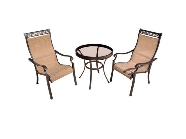 Tan Bronze Hanover Mondn3pcg Monaco 3 Piece Bistro Set Outdoor Furniture Dining Sets