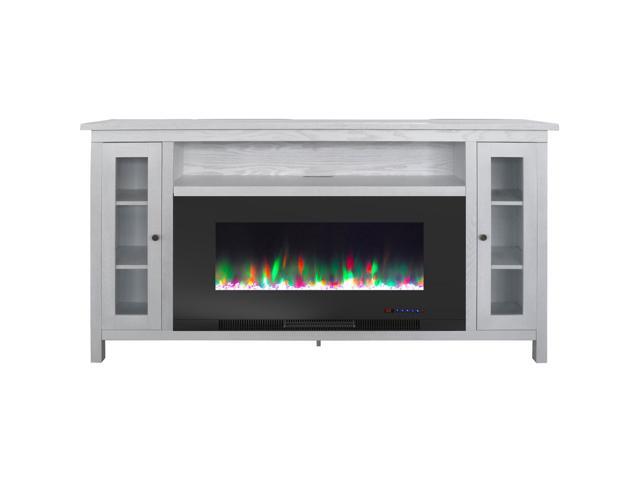 Somerset 70 In White Electric Fireplace Tv Stand With Multi Color