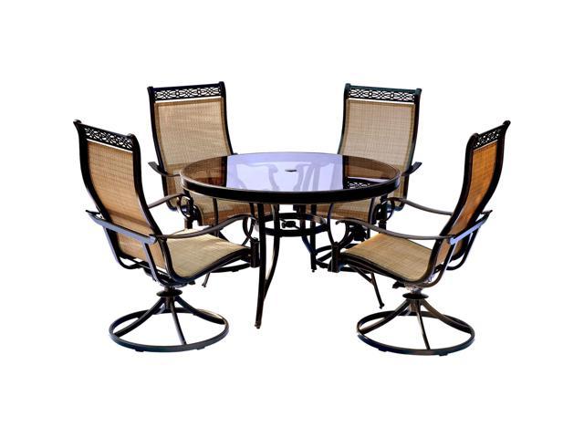 Hanover Mondn5pcswg P Monaco 5 Piece Dining Set Outdoor Furniture Tan