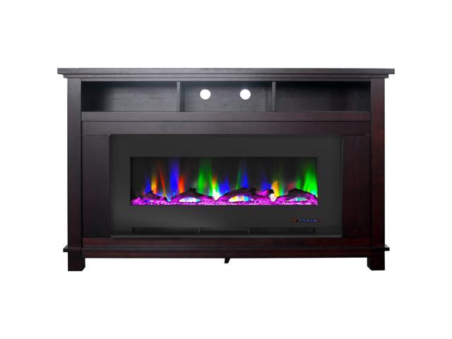 San Jose Fireplace Entertainment Stand In Mahogany With 50 Color