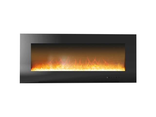 Metropolitan 56 In Wall Mount Electric Fireplace In Black With