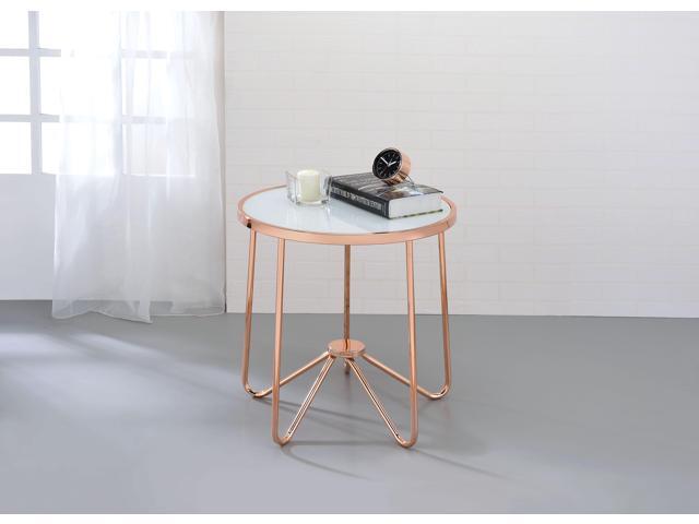 Alivia End Table Rose Gold Frosted Glass Newegg Com End Table Rose Gold Frosted Glass