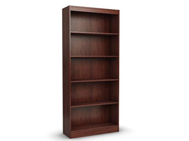 Contemporary 5 Shelf Bookcase Bookshelf In Royal Cherry Wood