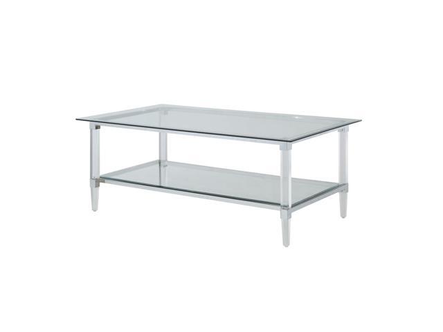 Metal Accented Glass Top Coffee Table With Open Shelf And Acrylic Legs Silver Clear Newegg Com - Glass Top Coffee Table With Acrylic Legs Metal Accented Glass Top Coffee Table With Open Shelf And Acrylic Legs Silver Clear Newegg Com - Glass Top Coffee Table With Acrylic Legs