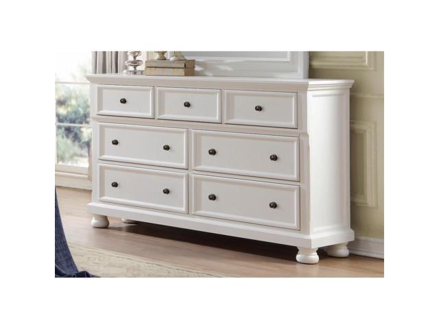 Transitional Style Seven Drawer Wooden Dresser With Round Bun Legs