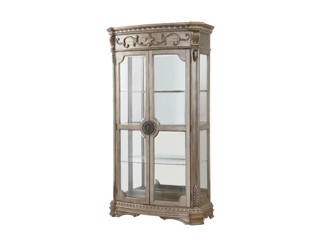 Wood And Glass Curio Cabinet With Touch Lighting Champagne Gold