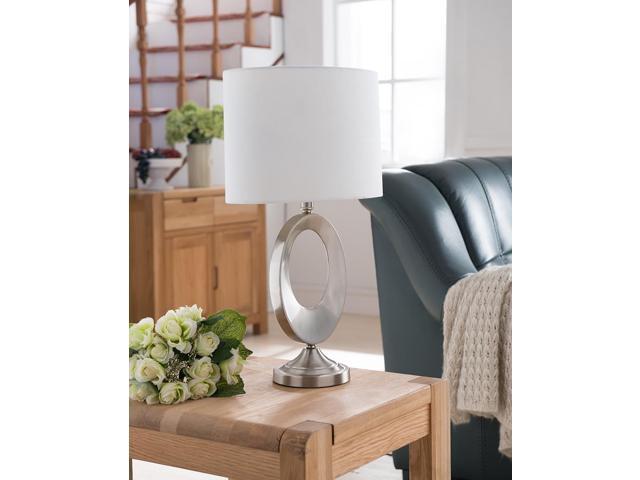 L165 Set Of Two Table Lamps Brushed Nickel White Newegg Com