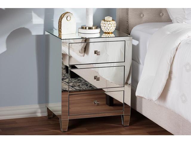 Baxton Studio Rosalind Hollywood Regency Glamour Style Mirrored 3 Drawer Nightstand Set Of 2 Newegg Com