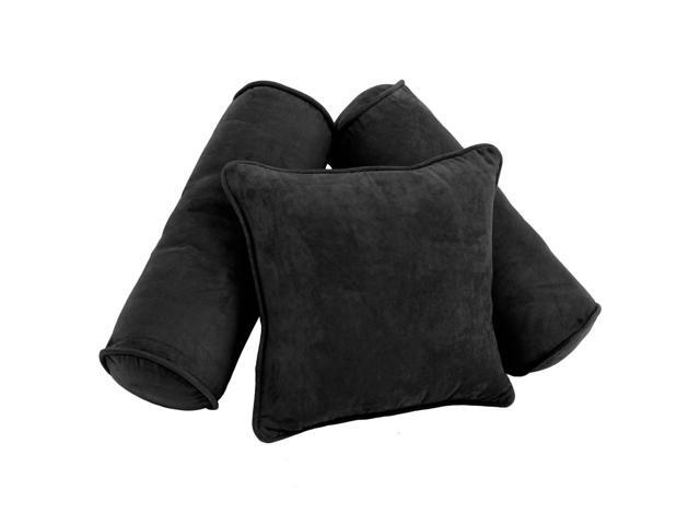 Double Corded Solid Microsuede Throw Pillows With Inserts Set Of