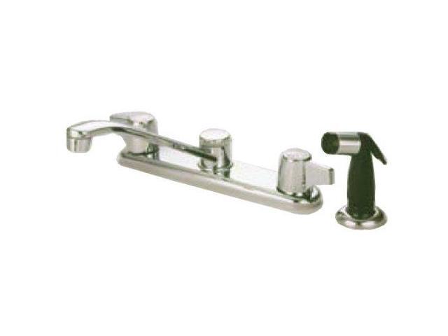 Twin Canopy Handle 8 Kitchen Faucet with Side Sprayer in Chrome by Kingston Brass - Newegg.com
