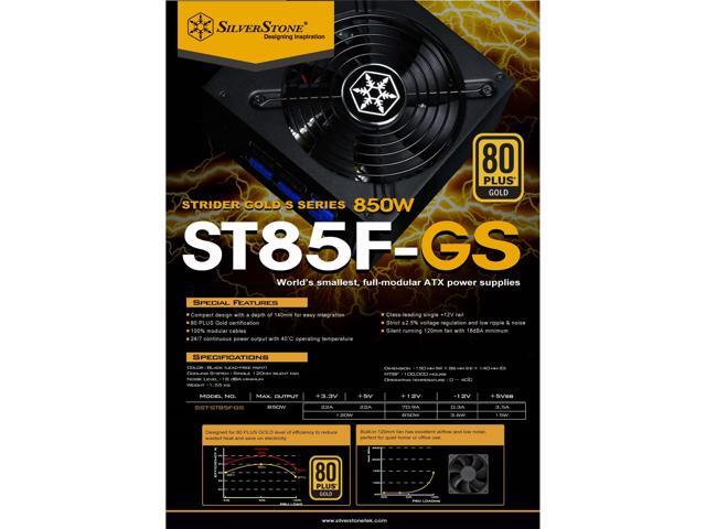 850W, ATX, single +12V rails with 70.9A output, Silent 120mmFan with 18dBA, efficiency 80Plus Gold certification, fully modular cable, 140mm depth, 6x8/6pin PCI-E.