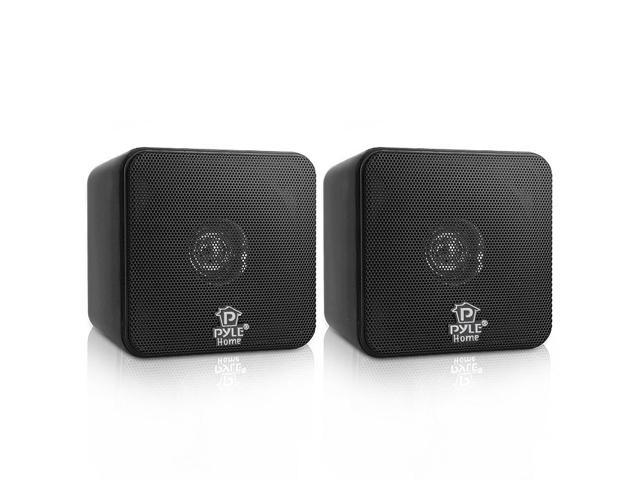 Photo 1 of 4-in 200 Watt Black Mini Cube Bookshelf Speaker In Black(Pair)