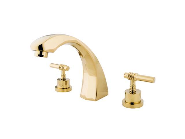Kingston Brass KS1342NL Heritage Roman Tub Filler with Handle Polished Brass