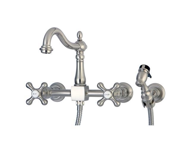 8 inch spread wall mount kitchen faucet bronze