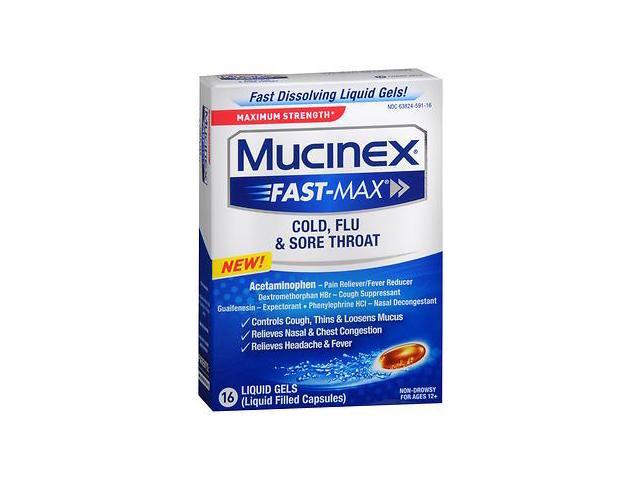 Mucinex Fast-Max Cold, Flu & Sore Throat Liquid Gels - 16 ct - Newegg.com