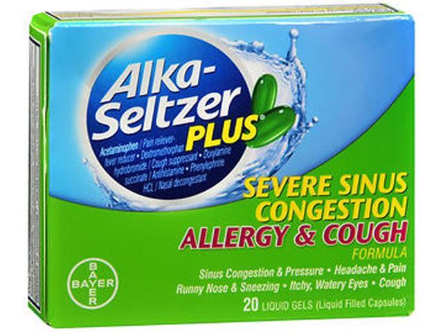 Alka-Seltzer Plus Severe Sinus Congestion Allergy Cough- 20 Liquid Gels ...